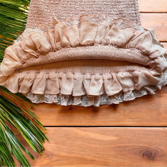 Tularosa Lace Ruffle Mini Skirt - Pale Blush Pink - Size Small - Picture 7 of 12